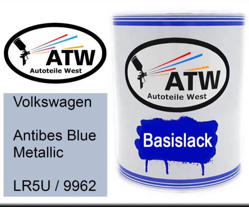 Volkswagen, Antibes Blue Metallic, LR5U / 9962: 1L Lackdose, von ATW Autoteile West.